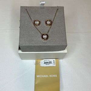 MK Rose Gold necklace and earrings set.